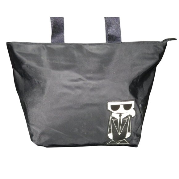 Karl Lagerfeld Paris Black Nylon Amour Tote and Leather Zip around Long Wallet - Picture 2 of 15